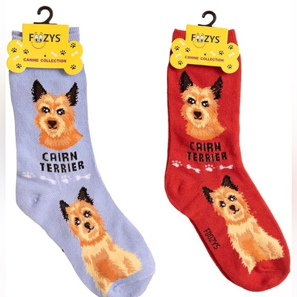 Foozys Accessories - Foozys Cairn Terrier Dog Socks | Unisex Crew Socks | Canine Collection | New